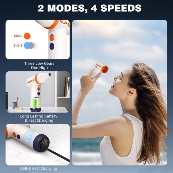 Electric Air Duster for Camera Lenses,Keyboard Cleaning Duster -110000RPM 1 Set - Picture 4 of 9